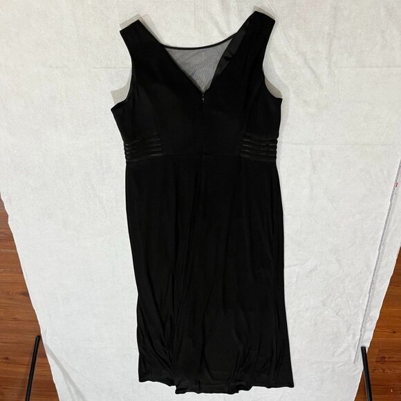 NW Woman Black Sleeveless Long Jersey Illusion V-Neck Formal Gown 18W - Picture 5 of 12
